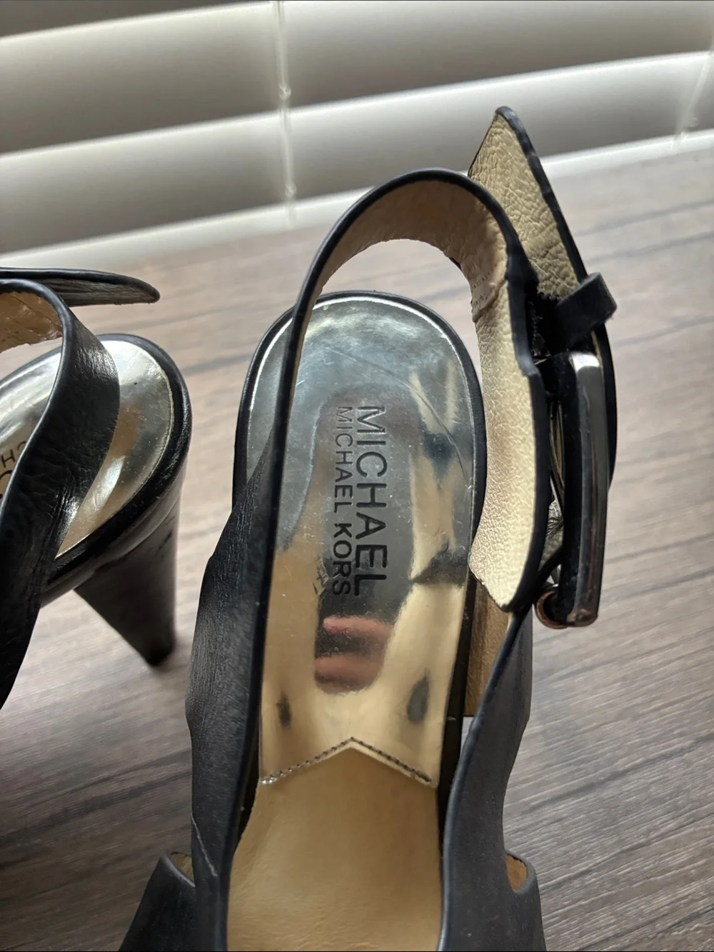 Michael Kors Black Leather Platform Slingback Heels